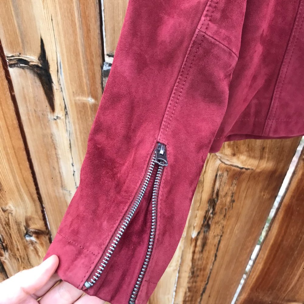 Lucky Brand suede puff sleeve jacket | Red | Size small - Picture 10 of 10